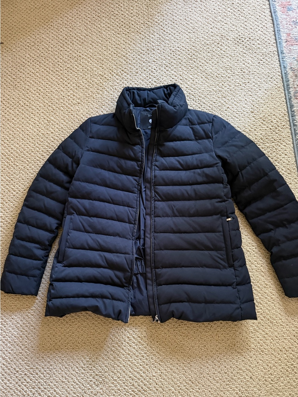 Zara Black Quilted Puffer Coat